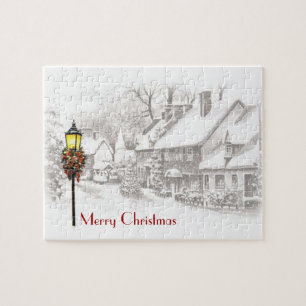 Vintage Kerststad Puzzel