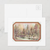 Vintage Kerststad Scene Feestdagenkaart (Voorkant / Achterkant)