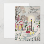 Vintage Kerststad Winter Scene Feestdagenkaart (Voorkant / Achterkant)