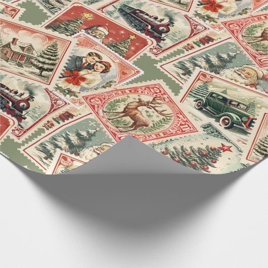 Vintage kerststempel decoupage cadeaupapier (Hoek)