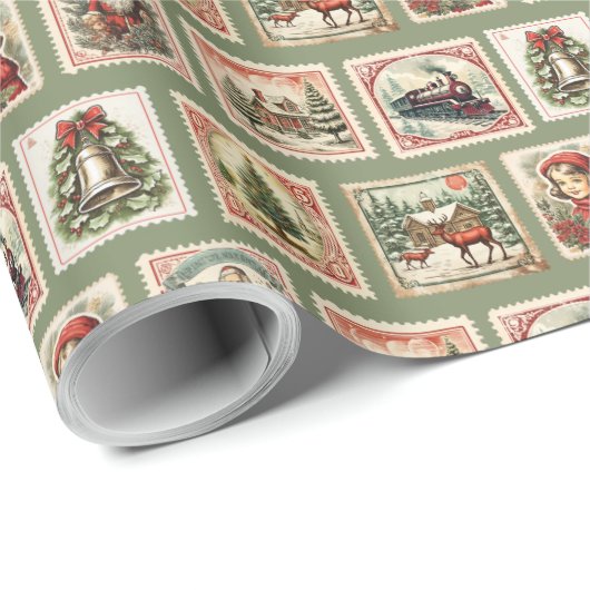 Vintage kerststempel decoupage cadeaupapier (Rol Hoek)