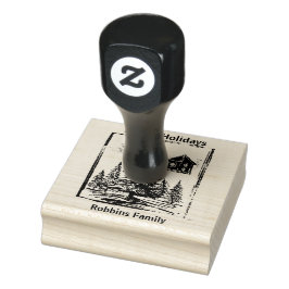 Vintage kerststempel dennenboom bewerkbaar rubberstempel