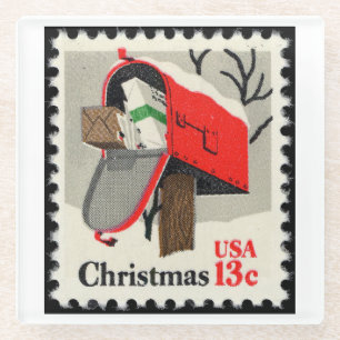 Vintage kerststempel glazen onderzetter