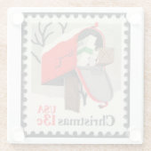 Vintage kerststempel glazen onderzetter (Achterkant)