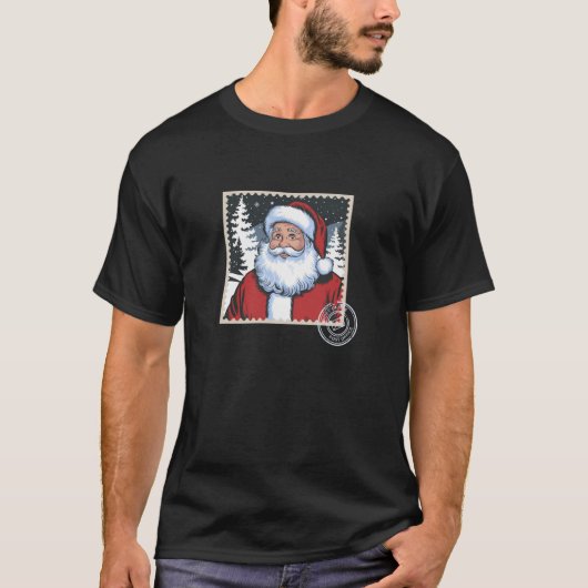 Vintage Kerststempel Sinterklaas Stempels Ontwerp T-shirt (Voorkant)