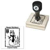 Vintage kerststempel Snowman. bewerkbaar Rubberstempel (Gestempeld)