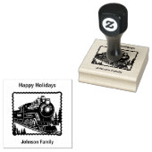 Vintage kerststempel stoomtrein. bewerkbaar rubberstempel (Gestempeld)