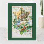 Vintage kerstster en Holly Holiday Kaart (Voorkant)