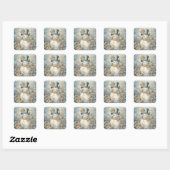 Vintage kerstStickers Vierkante Sticker (Vel)