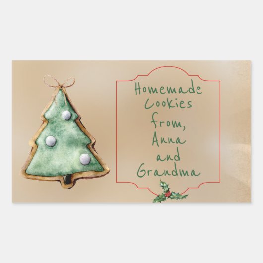 Vintage kerststickers voor homemade bakkerij rechthoekige sticker (Voorkant)