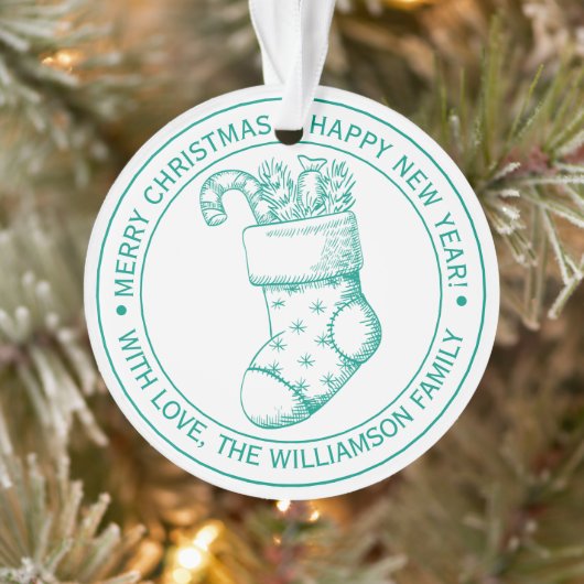 Vintage kerststookfeestdag: groen ornament (Boom)