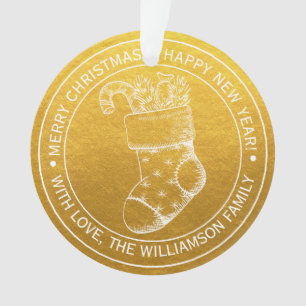 Vintage kerststookfeestdag wint goud ornament