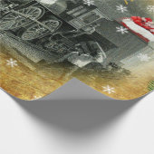 Vintage-kerststoomtrein Cadeaupapier (Hoek)