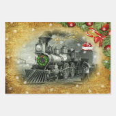 Vintage-kerststoomtrein Inpakpapier Vel (Voorkant 2)
