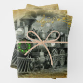 Vintage-kerststoomtrein Inpakpapier Vel (In situ)