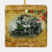 Vintage-kerststoomtrein Keramisch Ornament (Voorkant)