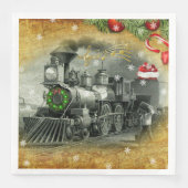Vintage-kerststoomtrein Servet (Voorkant)