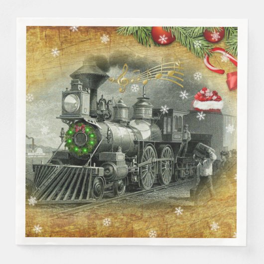 Vintage-kerststoomtrein Servet (Voorkant)
