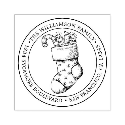 Vintage kerststop Ronde Rendement Ru Rubberstempel (Afrduk)