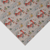 Vintage kersttang boerderij betegeld tissuepapier (Detail)