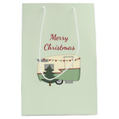 Vintage kersttas met cadeau medium cadeauzakje (Voorkant)