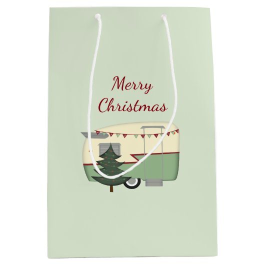 Vintage kersttas met cadeau medium cadeauzakje (Voorkant)