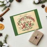Vintage kerstTattoo kalligrafie Feestdagenkaart<br><div class="desc">Dit  Met de Premier Retro Kerstmis Tattoo Red,  Green en Beige Holiday Briefkaart met het Manuscript van de Kalligrafie en de groeten van de Kerst zullen voor uw vakantiegroet perfect zijn. Je kunt ook andere design vinden in deze stiel in mijn Zazzle winkel.</div>