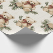 Vintage-kerstteddy Bear Cadeaupapier (Hoek)