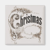 Vintage kersttekst met  rand magneet (Voorkant)