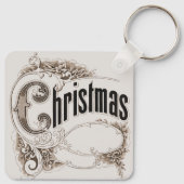 Vintage kersttekst met  rand sleutelhanger (Achterkant)