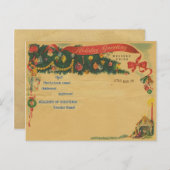Vintage-kersttelegram () briefkaart (Voorkant / Achterkant)