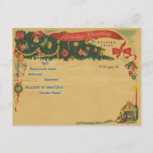Vintage-kersttelegram () briefkaart