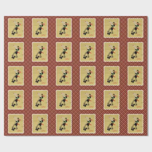 Vintage kerstterrier Dog Cadeaupapier (Vlak)