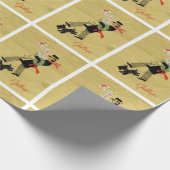 Vintage kerstterrier Dog Cadeaupapier (Hoek)