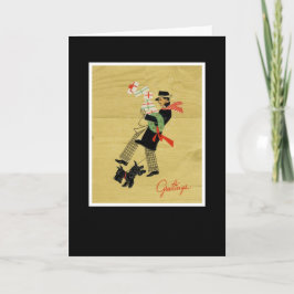 Vintage kerstterrier Dog Feestdagen Kaart