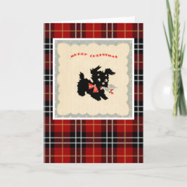 Vintage kerstterrier Dog Feestdagen Kaart