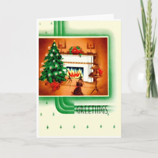 Vintage kerstterrier Dog Feestdagen Kaart (Voorkant)