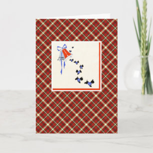 Vintage kerstterrier Dog Feestdagen Kaart