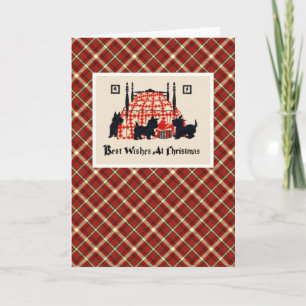 Vintage kerstterrier Dog Feestdagen Kaart