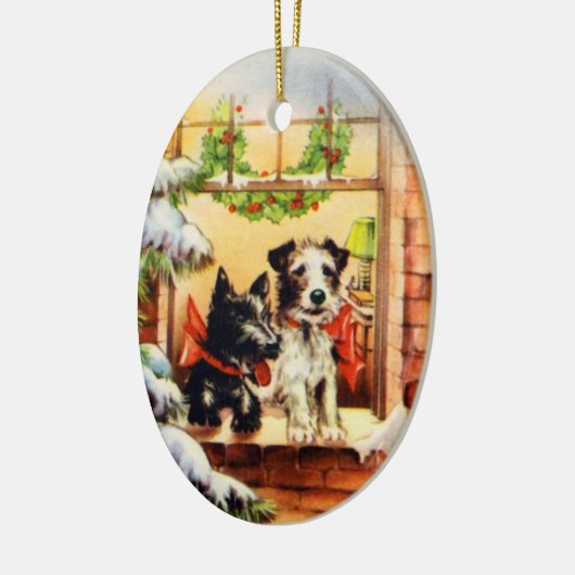 Vintage kerstterrier Dog Keramisch Ornament (Links)