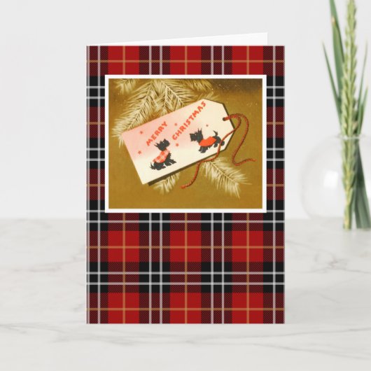 Vintage Kerstterrier Dogs Feestdagen Kaart (Voorkant)