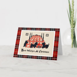 Vintage kerstterrier-honden feestdagen kaart