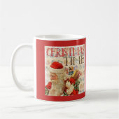 Vintage kersttijd kerstkerstman koffiemok (Links)