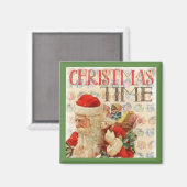 Vintage kersttijd kerstkerstman magneet (Voorkant / Achterkant)
