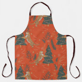 Vintage kersttijger en kerstboom schort (Voorkant)