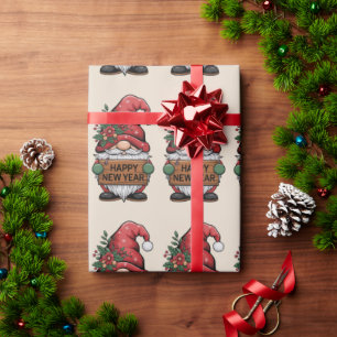 Vintage kersttijger met kerstboom cadeaupapier