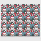Vintage kersttijger met kerstboom cadeaupapier (Vlak)