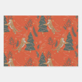 Vintage kersttijger met kerstboom inpakpapier vel (Voorkant 3)