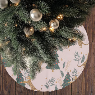 Vintage kersttijger met kerstboom roze rok