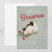 Vintage kerstTortelduifjes Feestdagenkaart (Voorkant / Achterkant)